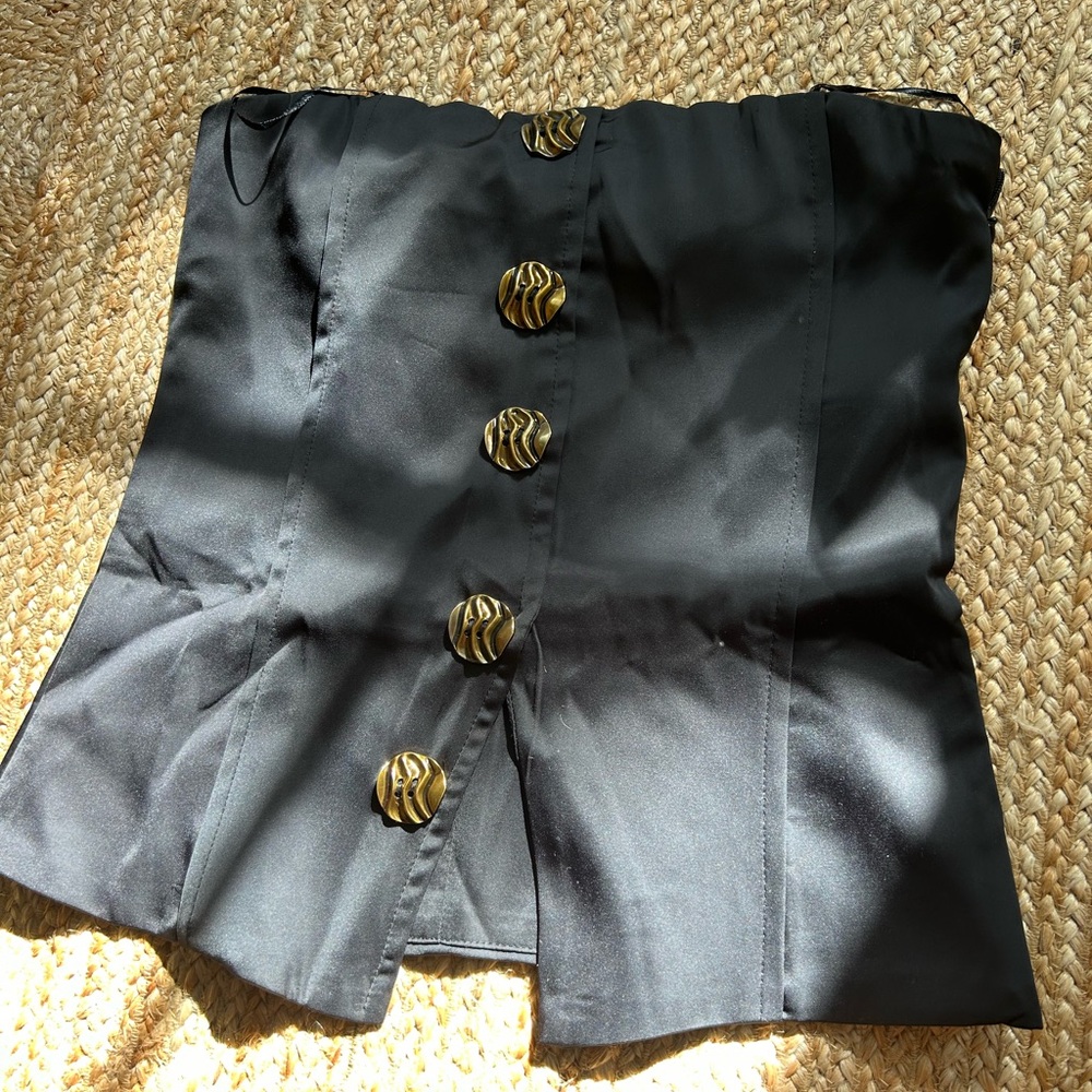 Commense Black button bustier top *NWT